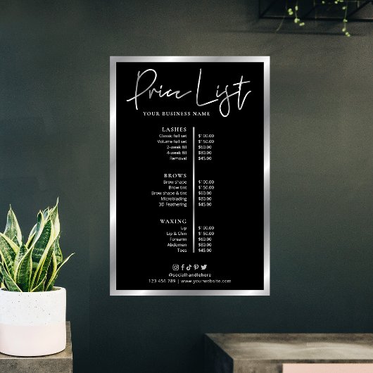 Moderne Poster van het menu voor prijzen in zwart-