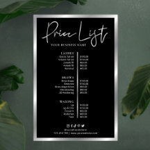 Moderne Poster van het menu voor prijzen in zwart-