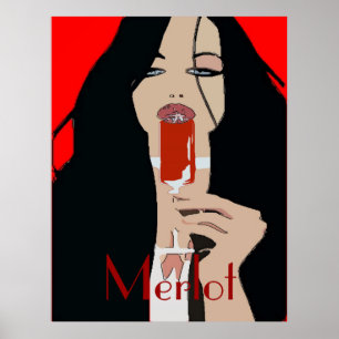 Moderne Poster van wijn, Merlot