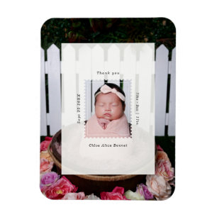 Moderne Postzegel Foto Geboorte Baby Bedankt Magneet