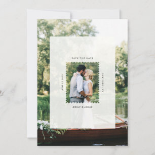 Moderne Postzegel Huwelijksfoto QR-code Save The Date
