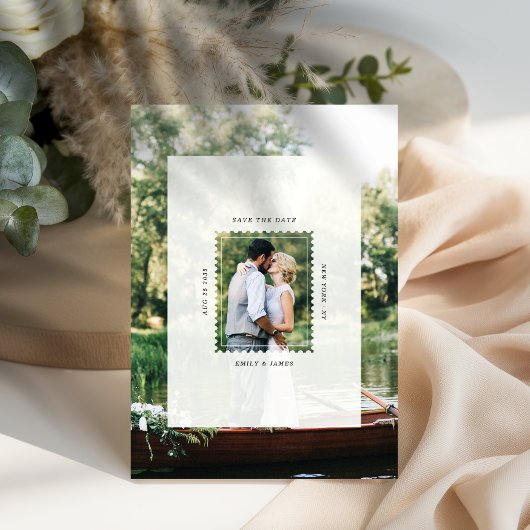 Moderne Postzegel Trouwfoto Save The Date