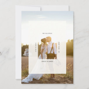 Moderne Postzegel We Eloped Elopement Foto Aankondiging