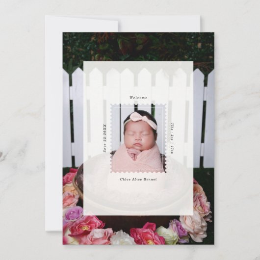 Moderne Postzegelfoto Geboorte Baby Aankondiging (Voorkant)