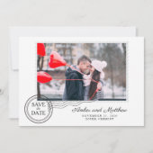 Moderne postzegelverbinding foto Opslaan datum Save The Date (Voorkant)