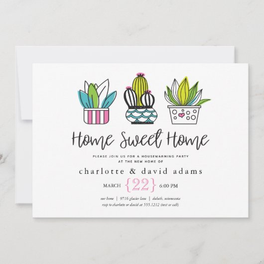 Moderne potentiële Planten Housewarming Invitation Kaart (Voorkant)