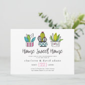 Moderne potentiële Planten Housewarming Invitation Kaart (Staand voorkant)