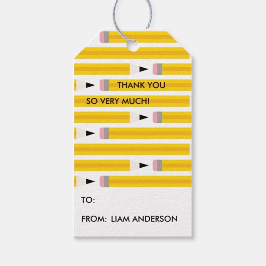 Moderne Potlood Leraar Waardering Bedankt Cadeaulabel (Voorkant)