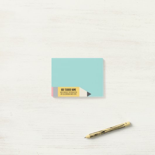 Moderne Potlood met Leraar en Klasinformatie Post-it® Notes (Op bureau)