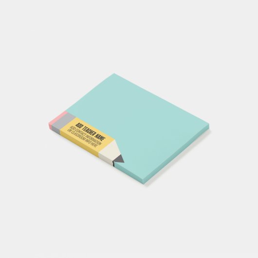 Moderne Potlood met Leraar en Klasinformatie Post-it® Notes (Schuin)