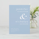 Moderne Powder Blue Ampersand foto Save The Date (Staand voorkant)