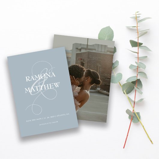 Moderne Powder Blue Ampersand foto Save The Date