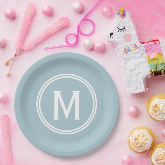 Moderne Powder Blue Custom Round-model Papieren Bordje (Feest)