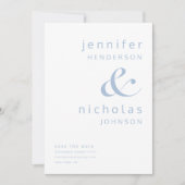 Moderne powder Blue Typografie Ampersand Foto Save The Date (Voorkant)
