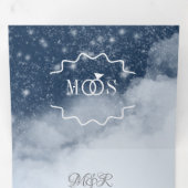 Moderne prachtige bergwolken ster nacht drieluik uitnodiging (Binnenzijde eerst)