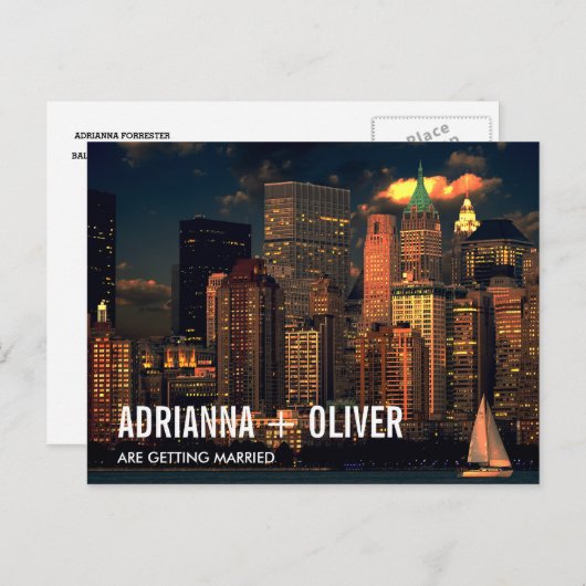 Moderne prachtige skyline van New York Save the Da Aankondigingskaart (Voorkant / Achterkant)