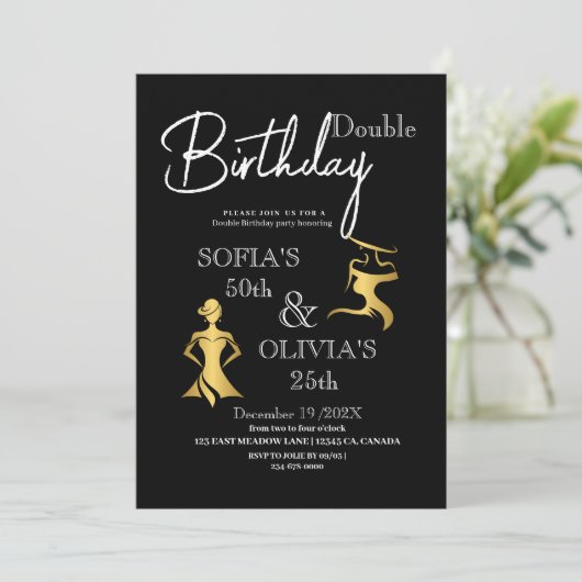 Moderne Premium Chique Verjaardag Elke Leeftijd Zw Kaart (Staand voorkant)