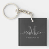 Moderne Premium Zwarte Handgeschreven Script Sleutelhanger (voorkant)