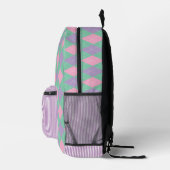 Moderne Preppy Argyle Paarse en Stripe Girly Bedrukte Rugzak (Rechts)