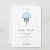 Moderne Preppy Blue Hydrangeas Baby Boy Shower Kaart (Voorkant)
