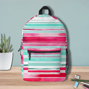 Moderne Preppy Cyaan Magenta Gepersonaliseerde Naa Bedrukte Rugzak