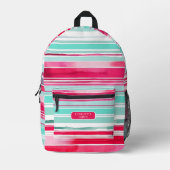 Moderne Preppy Cyaan Magenta Gepersonaliseerde Naa Bedrukte Rugzak (Voorkant)