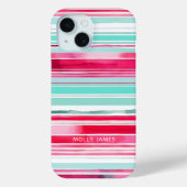 Moderne Preppy Cyaan Magenta Gepersonaliseerde Naa Case-Mate iPhone Case (Achterkant)