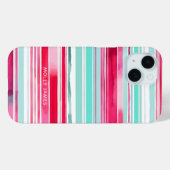 Moderne Preppy Cyaan Magenta Gepersonaliseerde Naa Case-Mate iPhone Case (Achterkant (horizontaal))