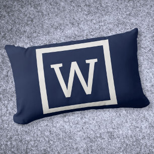 Moderne Preppy Grafische Monogram Navyblauw Kussen