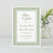 Moderne Preppy Groene Save The Date Kaart (Staand voorkant)