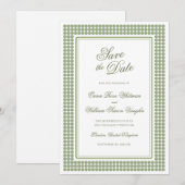 Moderne Preppy Groene Save The Date Kaart (Voorkant / Achterkant)