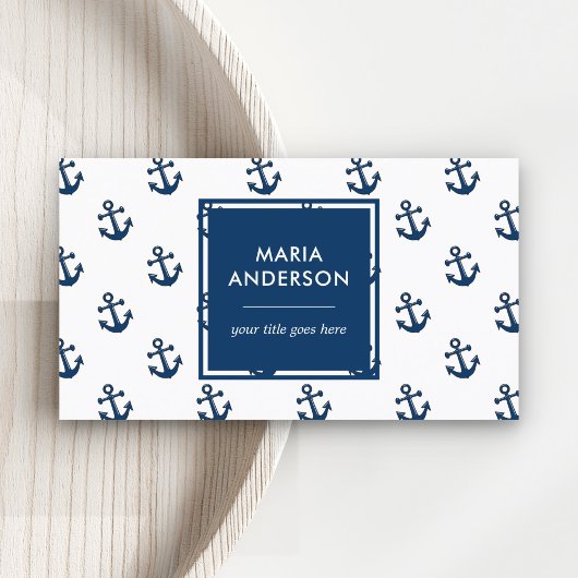 Moderne Preppy Marine Blauw Nautische Ankers Patro Visitekaartje