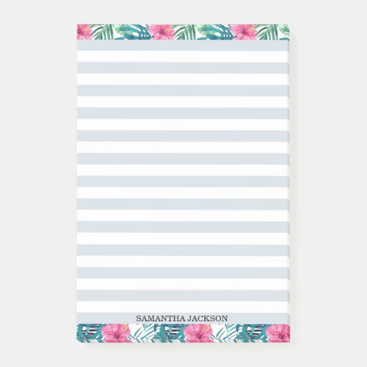 Moderne Preppy Palm Beach Hibiscus Aangepaste Rege Post-it® Notes (Voorkant)
