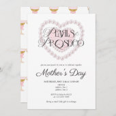 Moderne Preppy Parels & Prosecco Moederdag Party Kaart (Voorkant / Achterkant)