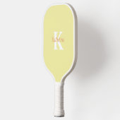 Moderne Preppy Pastel Geel Monogrammed Vrouwelijk Pickleball Paddle (Links)