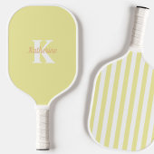 Moderne Preppy Pastel Geel Monogrammed Vrouwelijk Pickleball Paddle