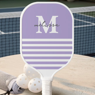 Moderne Preppy Pastel Lavendel Monogramm Naam Pickleball Paddle