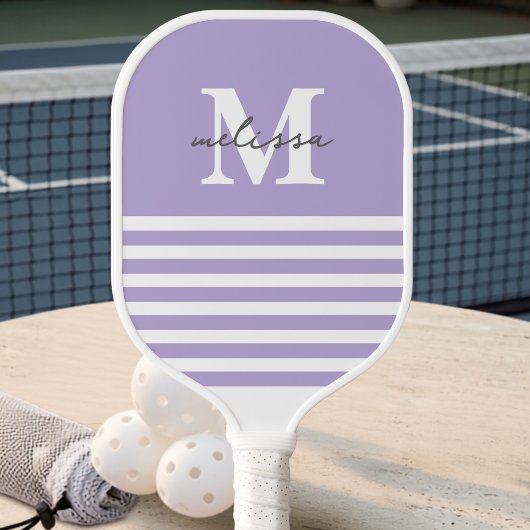 Moderne Preppy Pastel Lavendel Monogramm Naam Pickleball Paddle