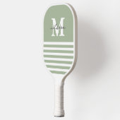 Moderne Preppy Pastelgroene Namen met Initialen Pickleball Paddle (Links)