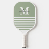 Moderne Preppy Pastelgroene Namen met Initialen Pickleball Paddle (Achterkant)