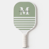 Moderne Preppy Pastelgroene Namen met Initialen Pickleball Paddle (Voorkant)