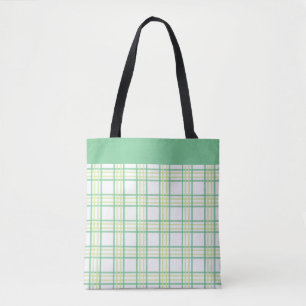 Moderne Preppy Plaid Groene Lime Patroon Tote Bag