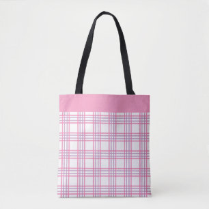 Moderne Preppy Plaid Roze Paarse Patroon Tote Bag