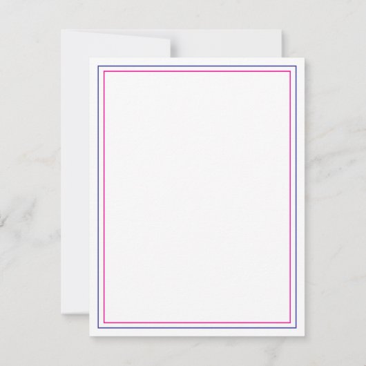 Moderne Preppy Roze en Marine Blauw Monogram Notitiekaartje (Achterkant)