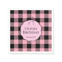 Moderne Preppy Roze Zwarte Gingham Verjaardag