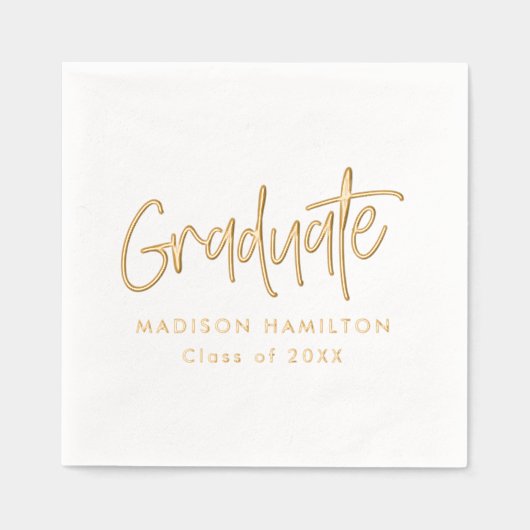 Moderne Preppy Script Graduation Party Folie Servetten (Voorkant)
