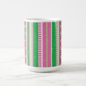Moderne Preppy Stripes Roze, Groen, Wit Koffiemok (Center)