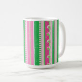 Moderne Preppy Stripes Roze, Groen, Wit Koffiemok (Voorkant rechts)
