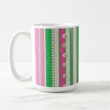 Moderne Preppy Stripes Roze, Groen, Wit