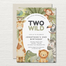 Moderne Preppy Twee Wilde Safari Dieren 2e Verjaar